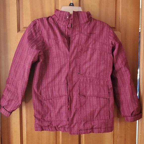 Lands End Burgundy Ski‎ Winter Jacket Size Girls 7-8 - Picture 1 of 14
